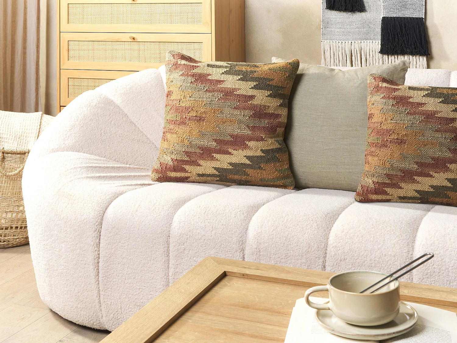 Set di 2 cuscini DEEPOR Iuta 45 x 45 cm Multicolore Trama orientale