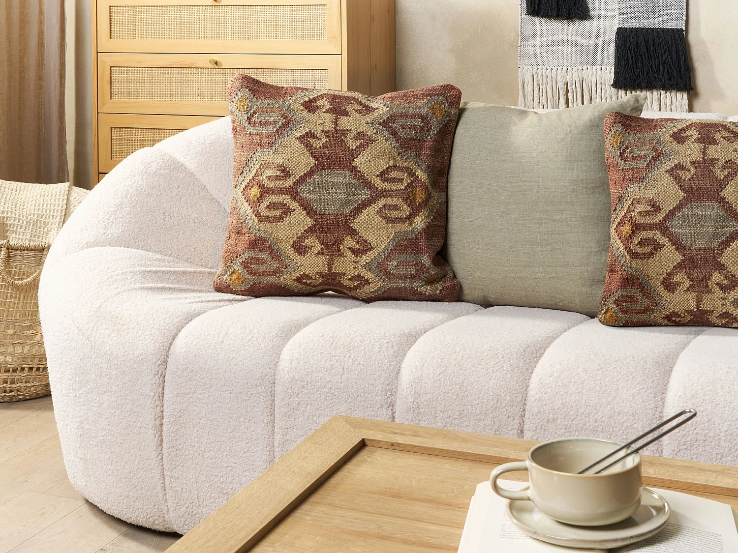 Lot de 2 coussins décoratifs URPAD Jute 45 x 45 cm Multicolore Motif oriental