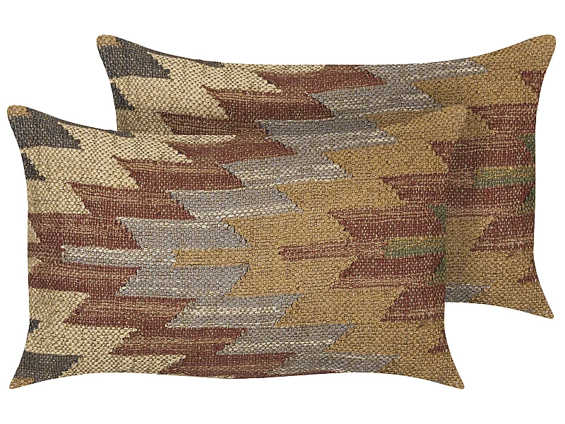 Conjunto de 2 almofadas decorativas DEEPOR Juta 30 x 50 cm Multicolor Padrão oriental