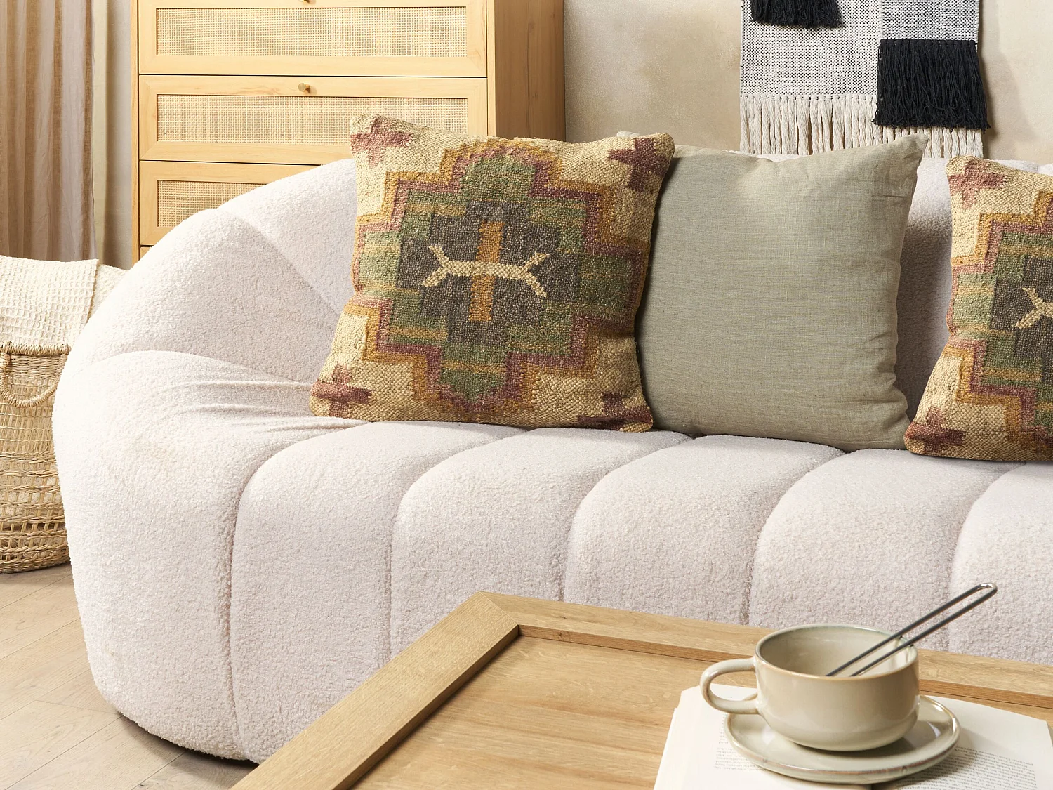 Sierkussen PULICAT Jute 45 x 45 cm Groen Oosters patroon