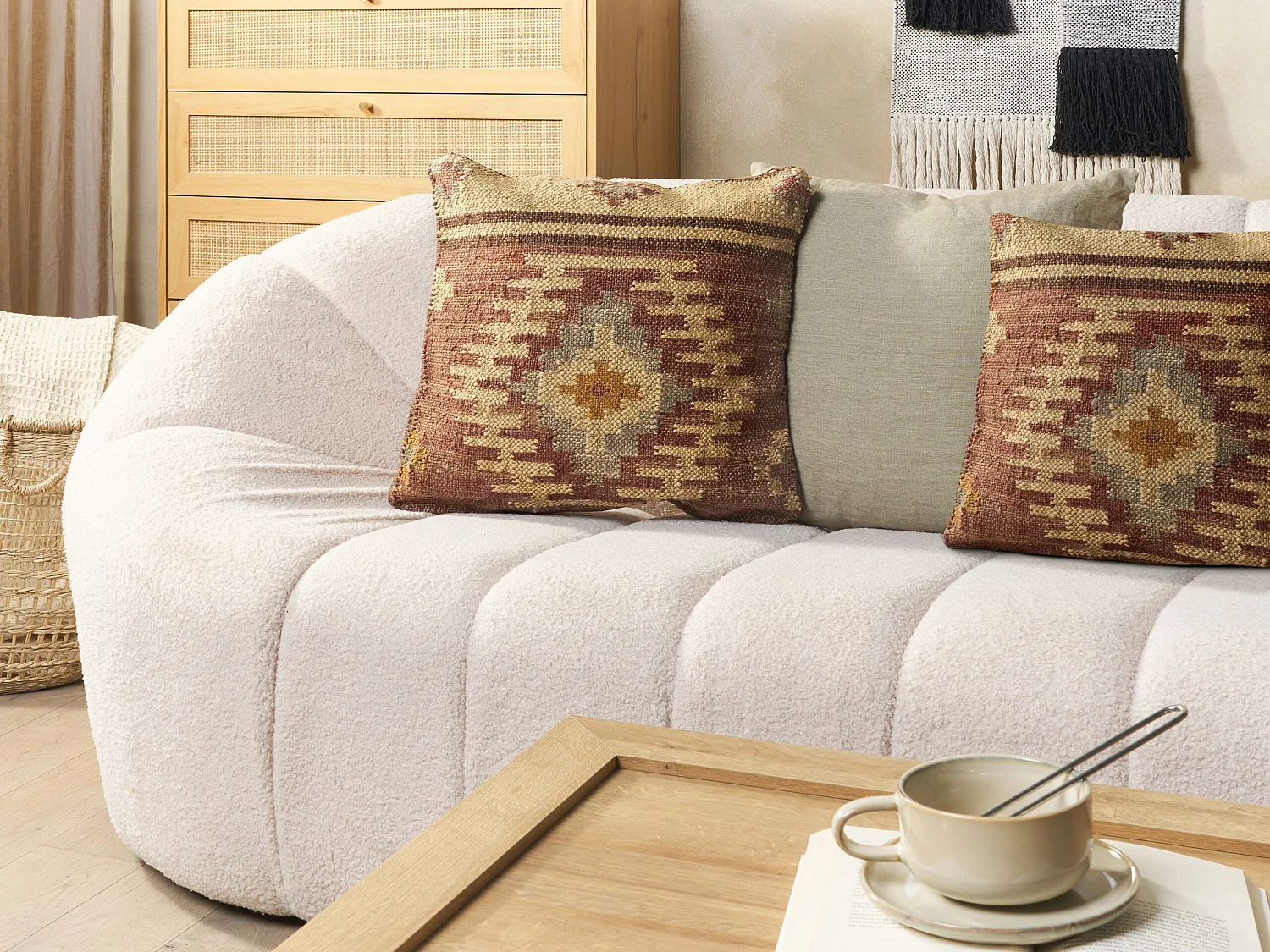 Almofada decorativa BEEL Juta 45 x 45 cm Multicolor Padrão oriental