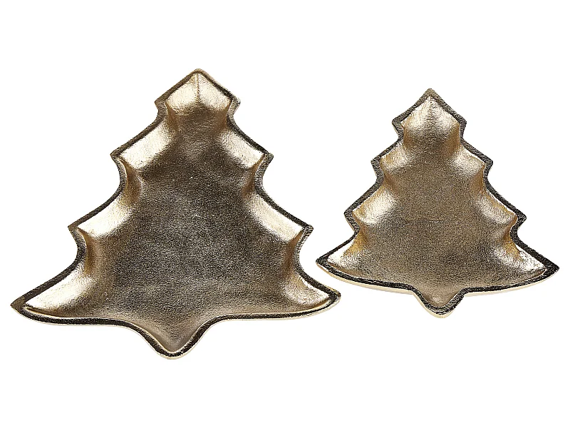 Lot de 2 boîtes à bibelots Arbre de Noël DURIAN Métal Doré