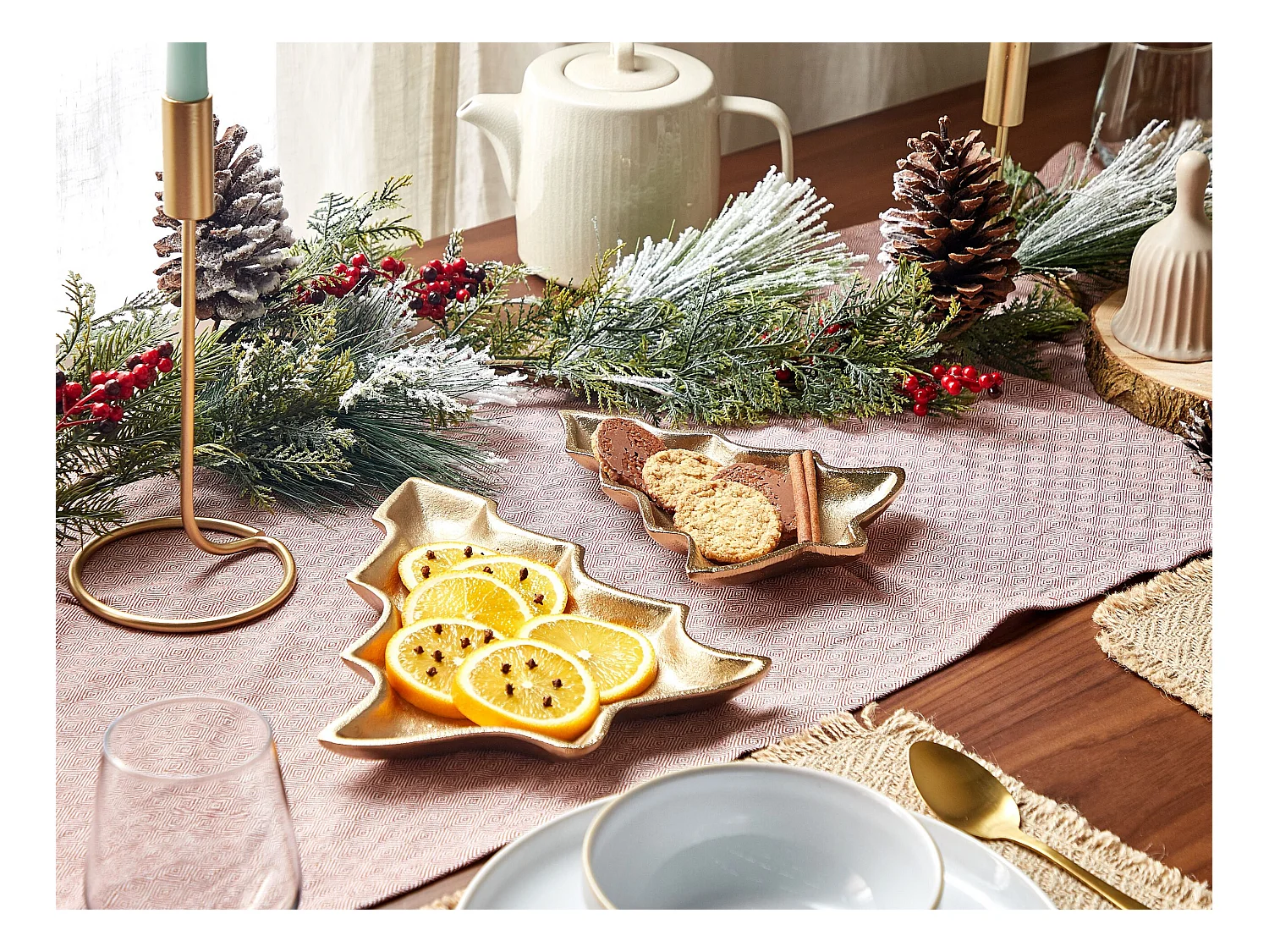 Lot de 2 boîtes à bibelots Arbre de Noël DURIAN Métal Doré