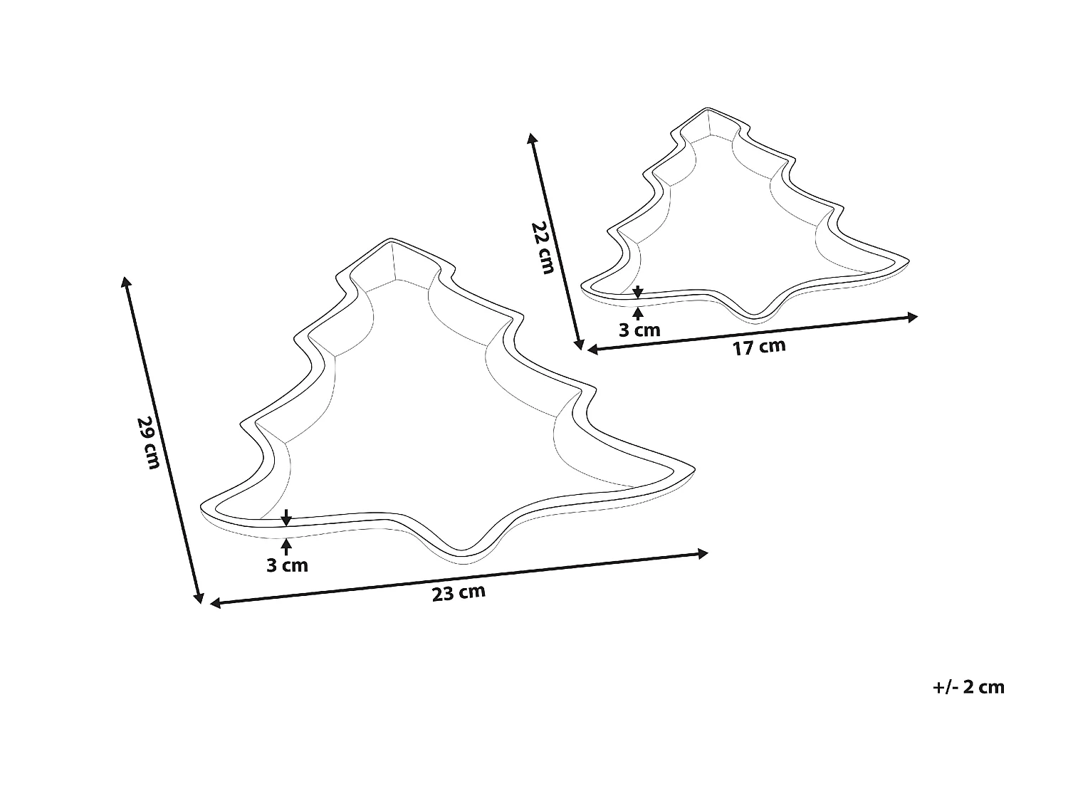 Lot de 2 boîtes à bibelots Arbre de Noël DURIAN Métal Doré