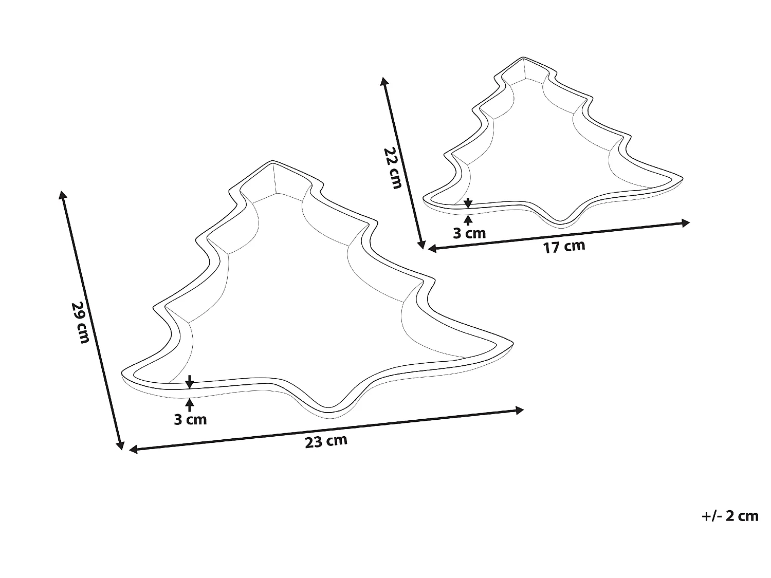Dekoschale Aluminium gold Weihnachtsbaum 2er Set Dekotablett Dekoration Durian