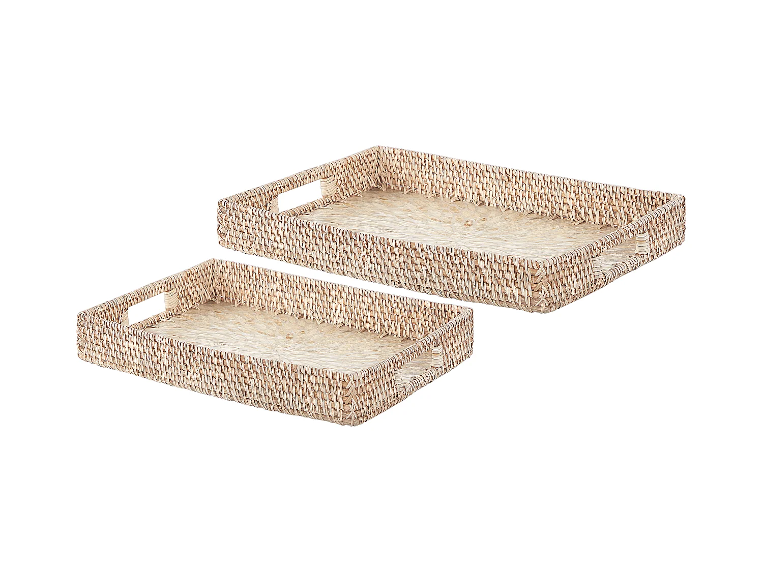 Lot de 2 plateaux décoratifs NDEBELE Rotin Naturel
