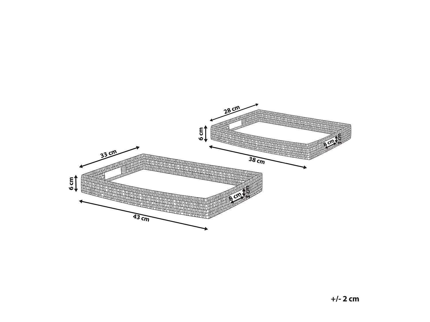 Lot de 2 plateaux décoratifs NDEBELE Rotin Naturel