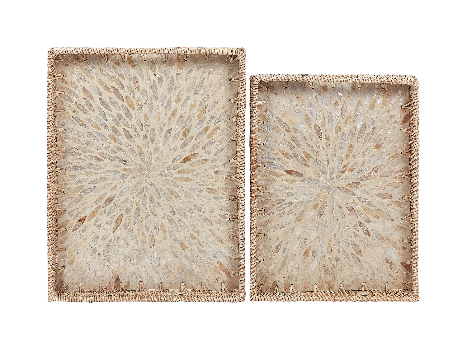 Lot de 2 plateaux décoratifs NDEBELE Rotin Naturel