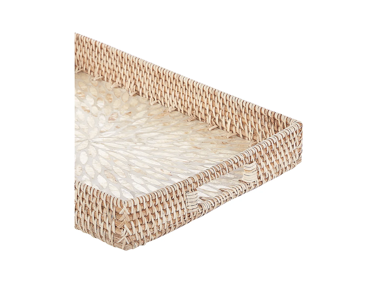 Lot de 2 plateaux décoratifs NDEBELE Rotin Naturel