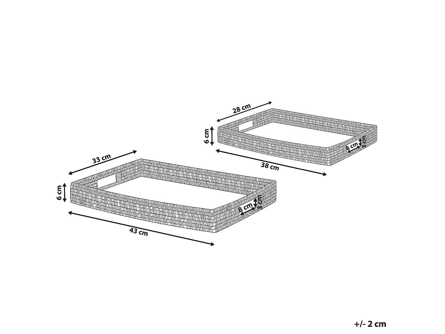 Lot de 2 plateaux décoratifs NDEBELE Rotin Naturel
