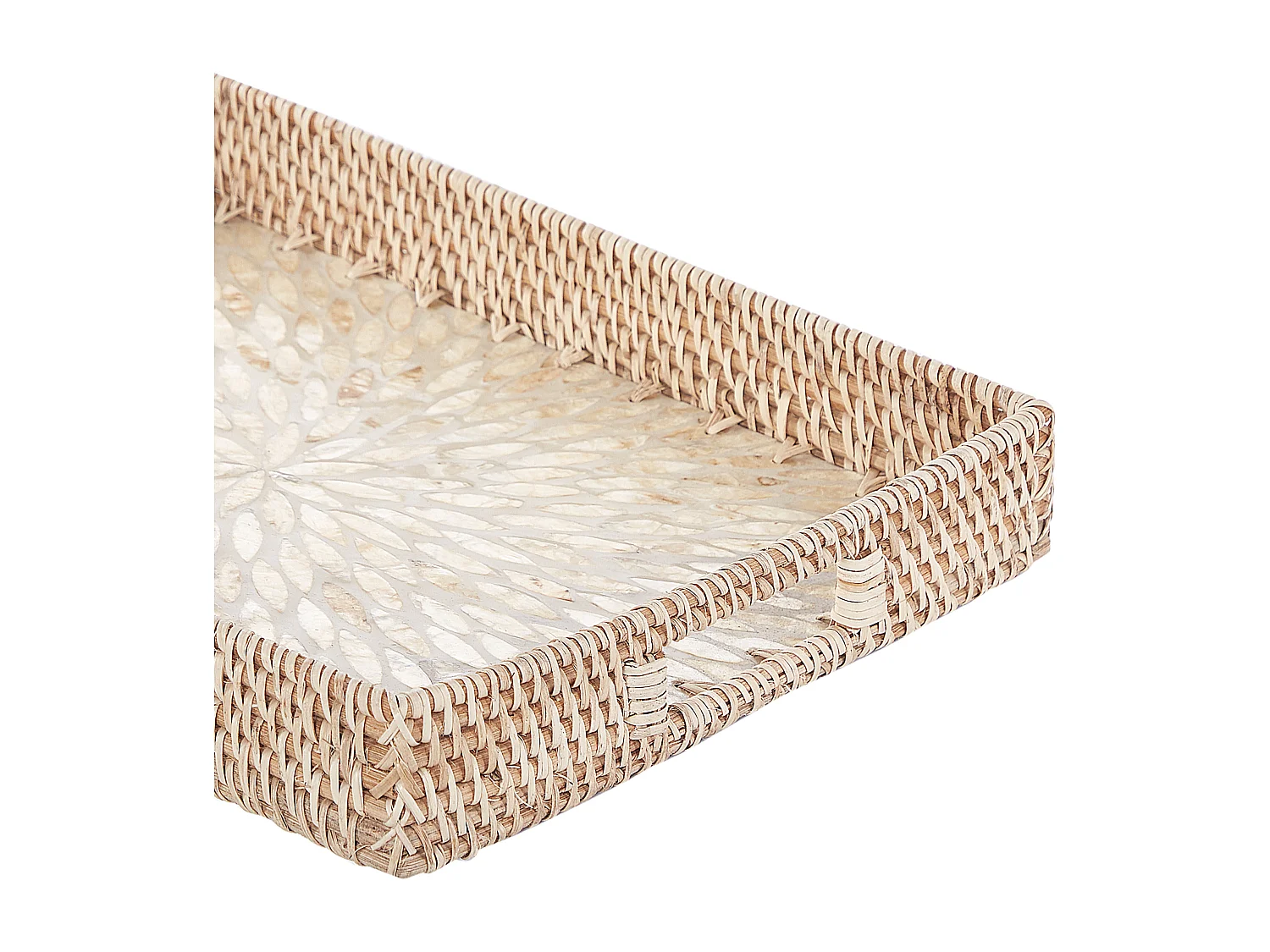 Lot de 2 plateaux décoratifs NDEBELE Rotin Naturel