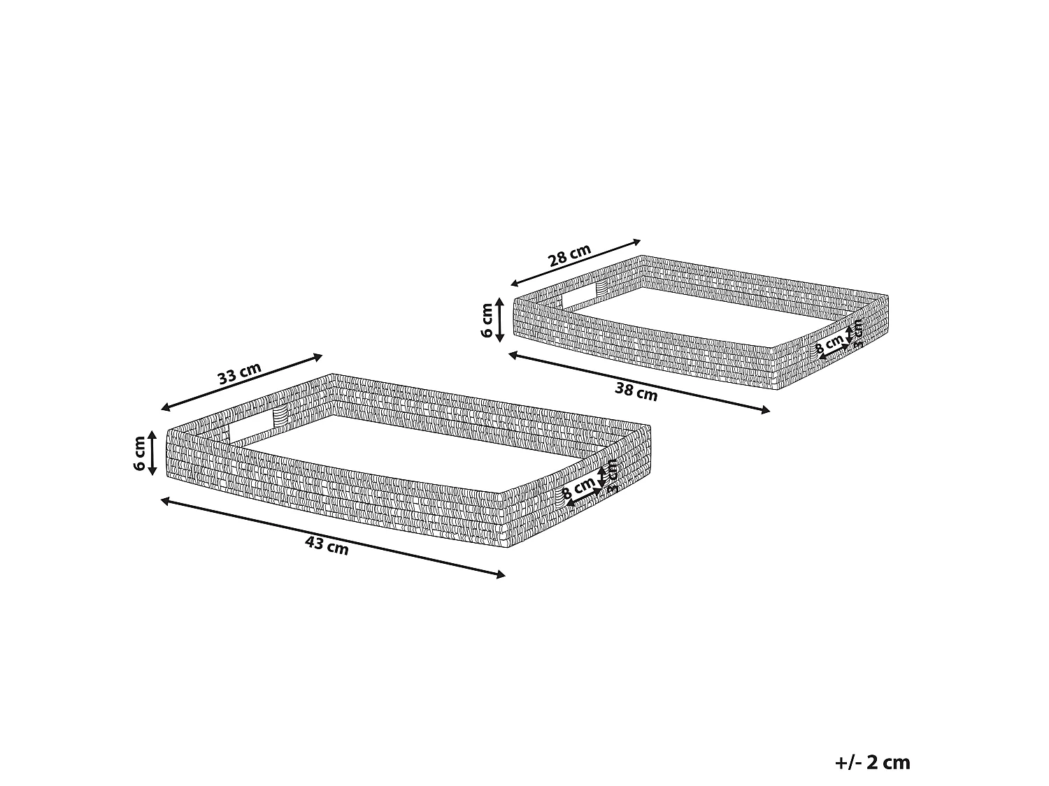 Set van 2 decoratieve dienbladen NDEBELE Rotan Natuurlijk