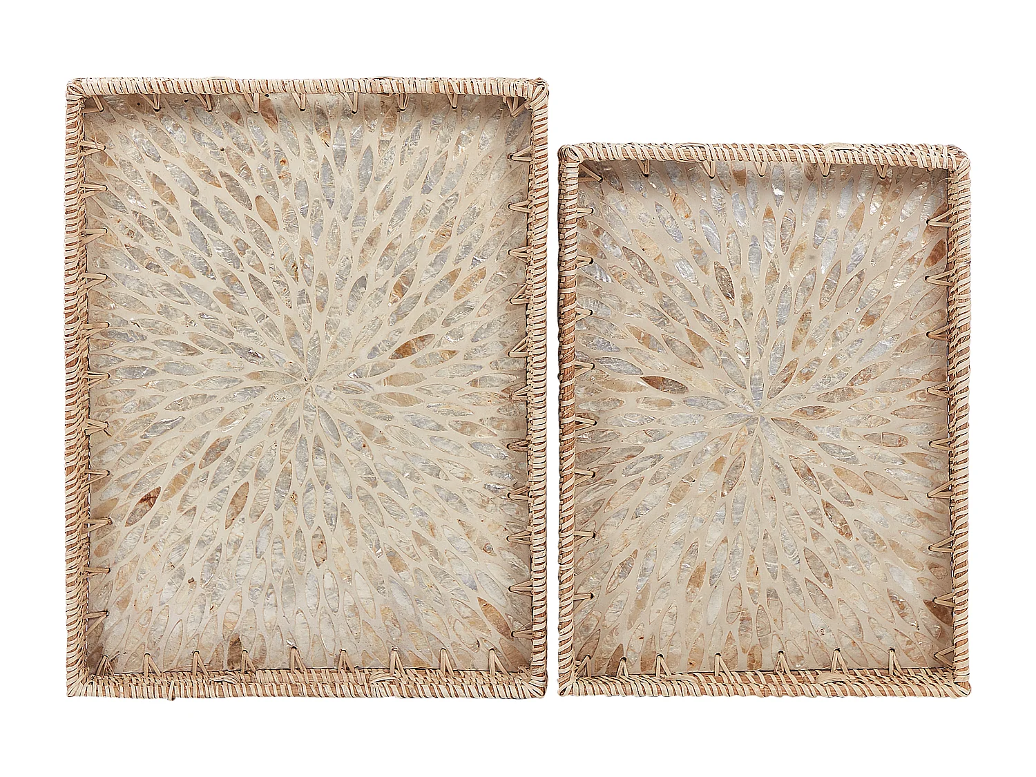 Set van 2 decoratieve dienbladen NDEBELE Rotan Natuurlijk