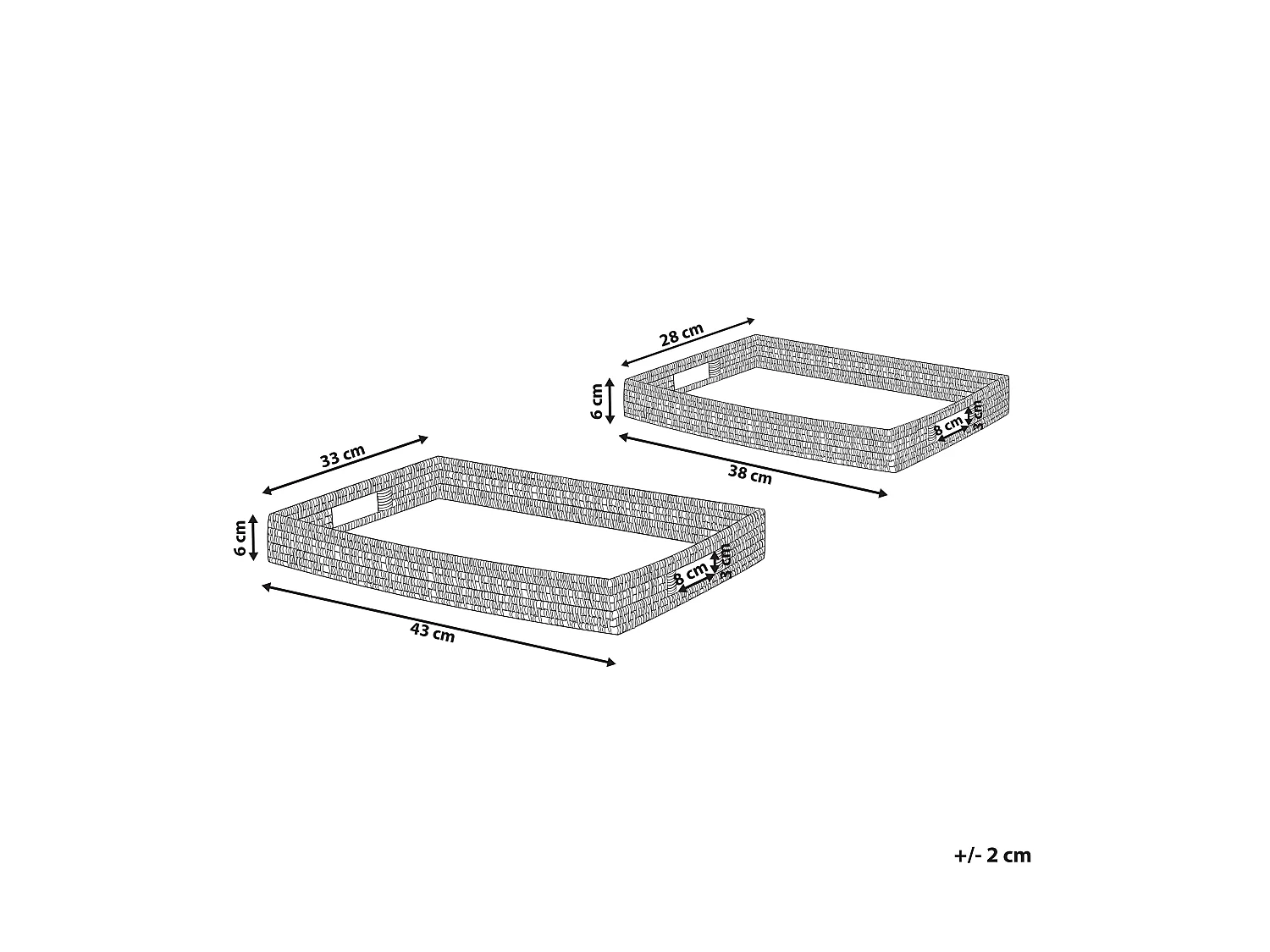 Set van 2 decoratieve dienbladen NDEBELE Rotan Natuurlijk