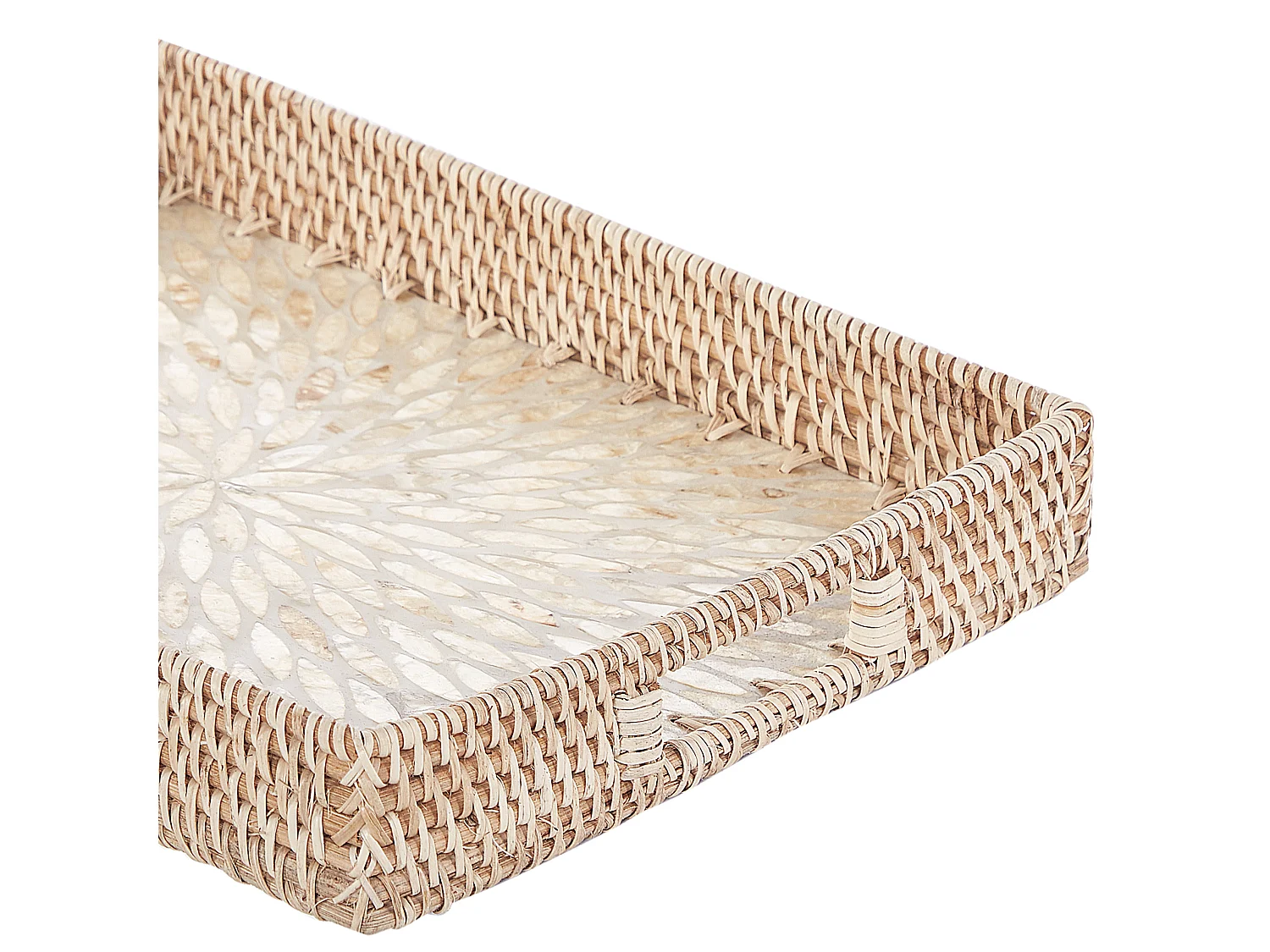 Set van 2 decoratieve dienbladen NDEBELE Rotan Natuurlijk