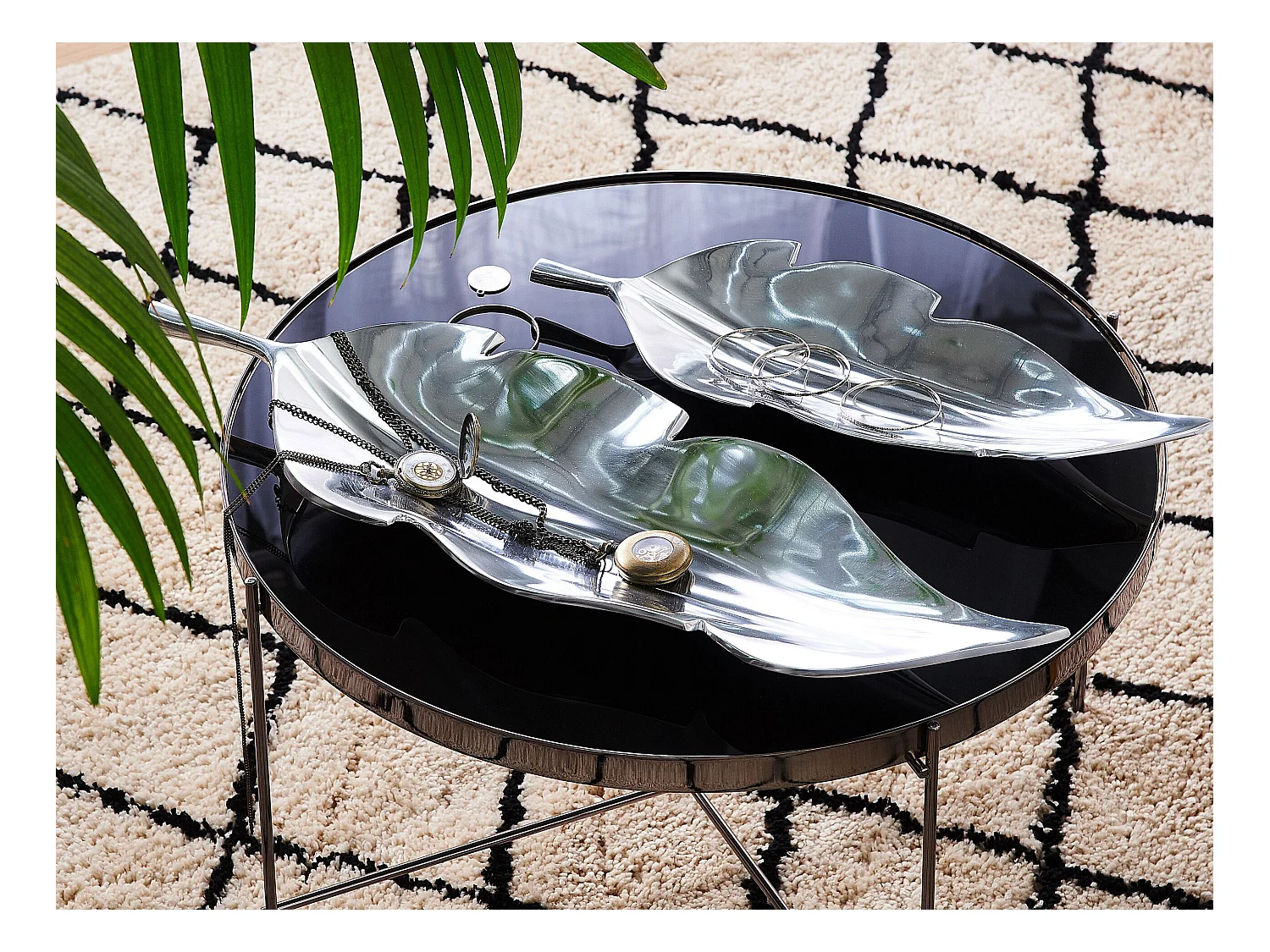 Cuenco decorativo Hoja AMRUS Metal Plateado