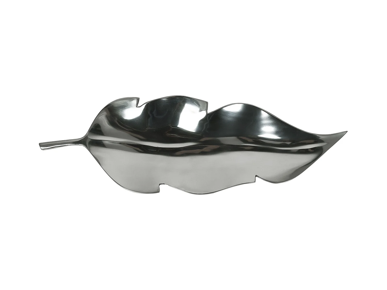 Moderne Dekoschale in Silber aus Aluminium Blattform 68 cm Glamour Look Amrus