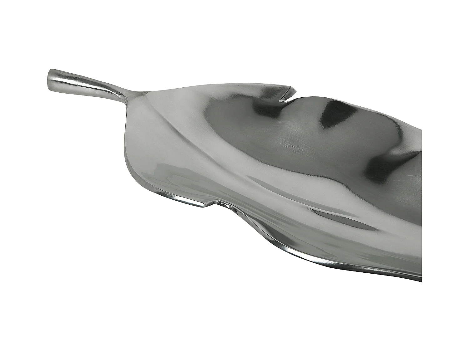 Moderne Dekoschale in Silber aus Aluminium Blattform 68 cm Glamour Look Amrus