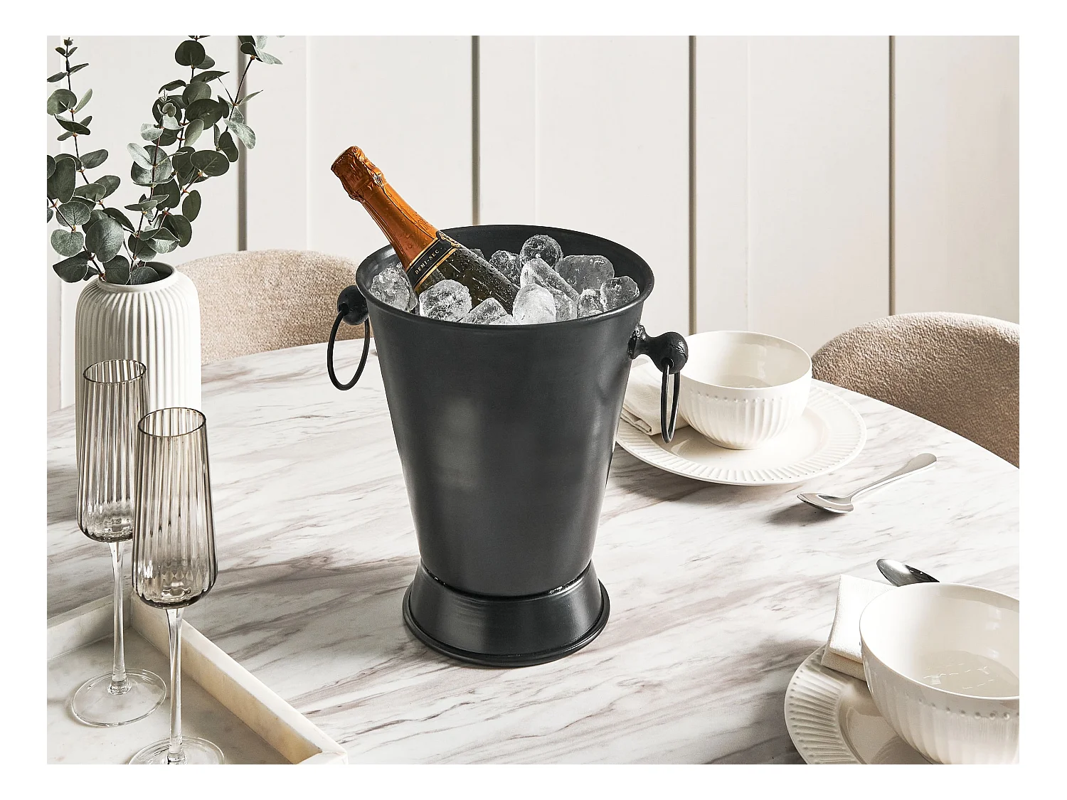 Sektkühler Silber aus Aluminium mit praktischen Griffen Glamour Look Birma