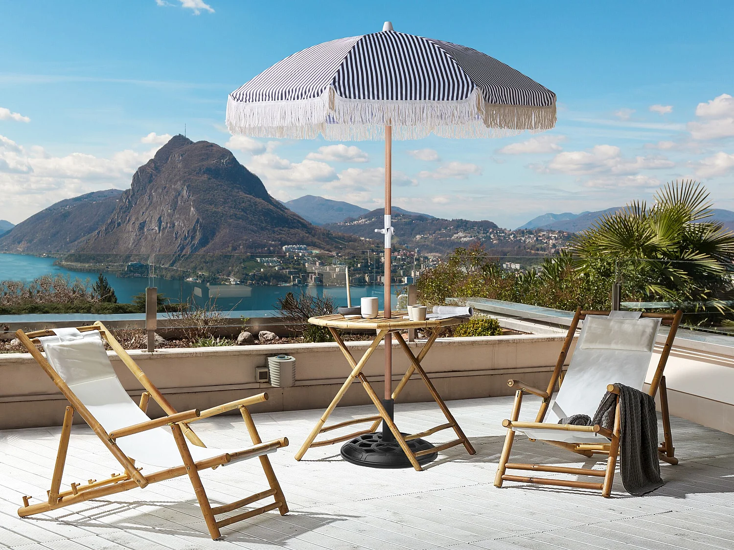 Ombrellone da giardino 150 cm MONDELLO Nero/ Bianco