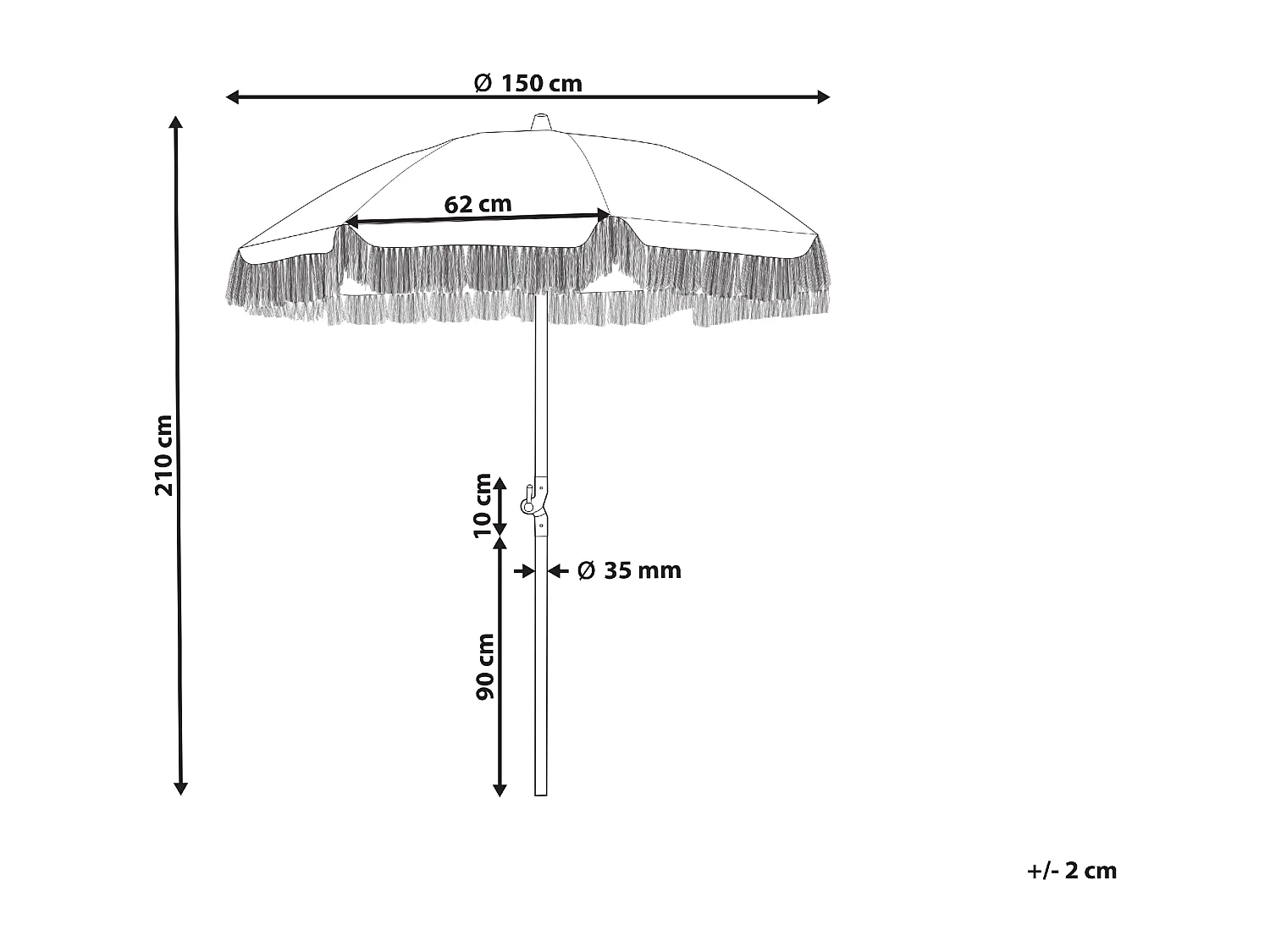 Parasol de jardin 150 cm MONDELLO Rose