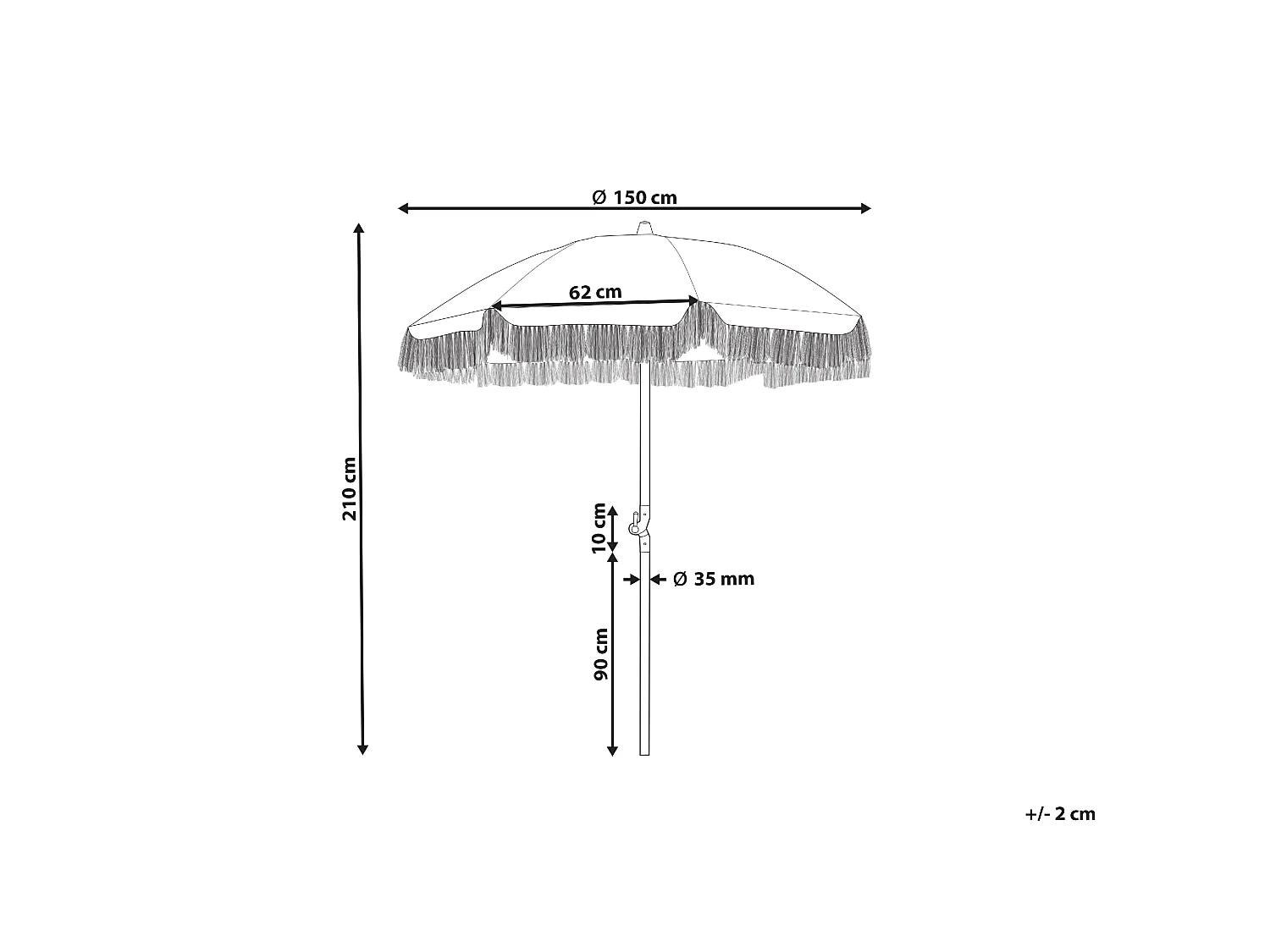 Patio Parasol 150 cm MONDELLO White