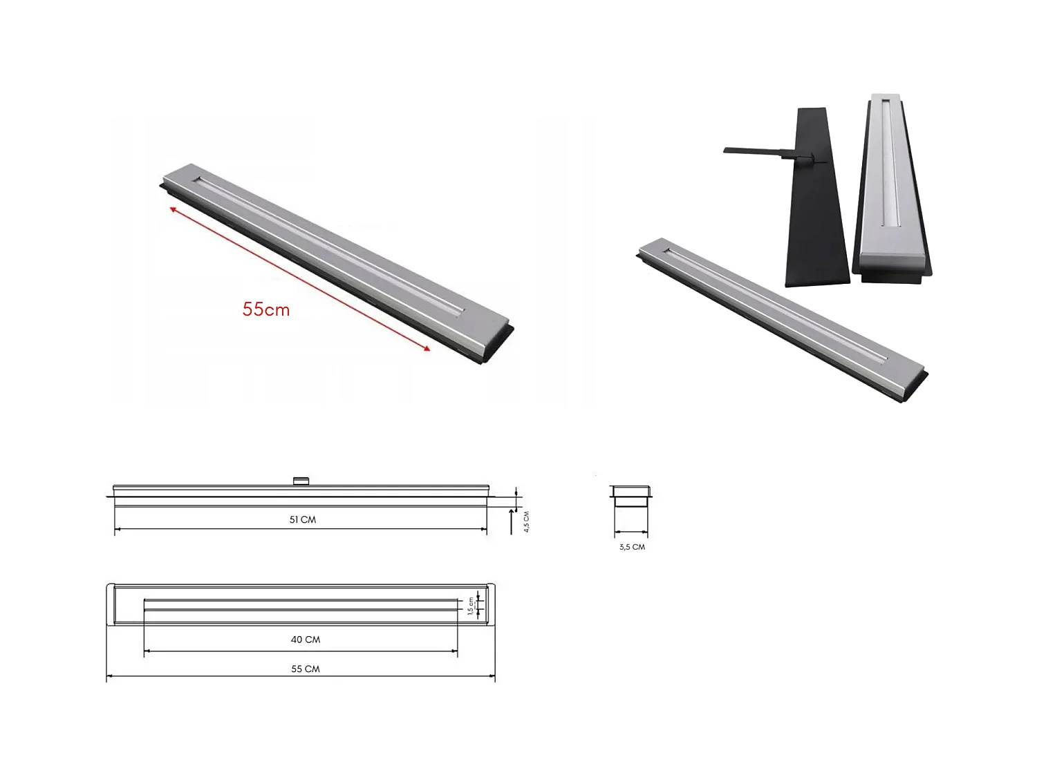 Bio-ethanol haard, 50 cm, Bio-ethanol brander, Roestvrij staal.