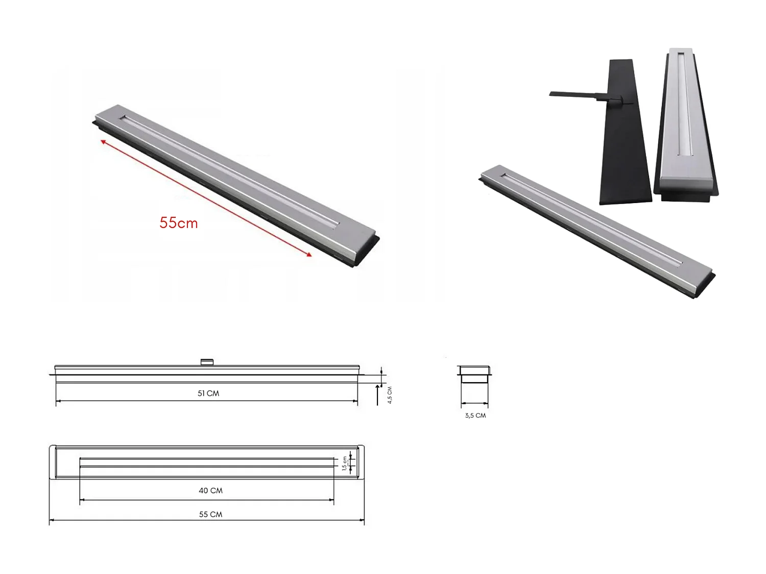 Bio-ethanol haard, 50 cm, Bio-ethanol brander, Roestvrij staal.