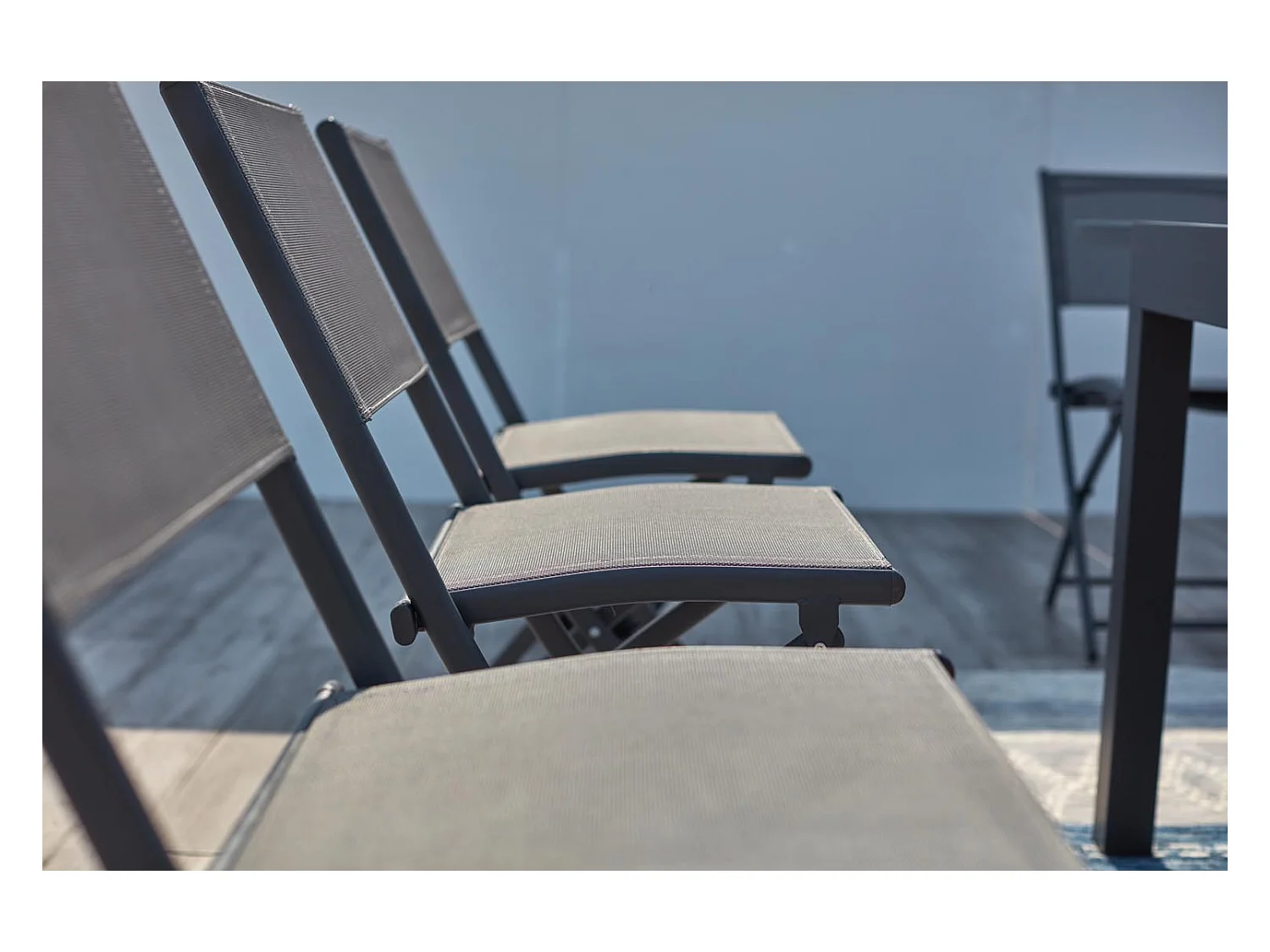 Erweiterbarer 8-Sitzer Gartenmöbelset in Dunkelgrau aus Aluminium CUALICA