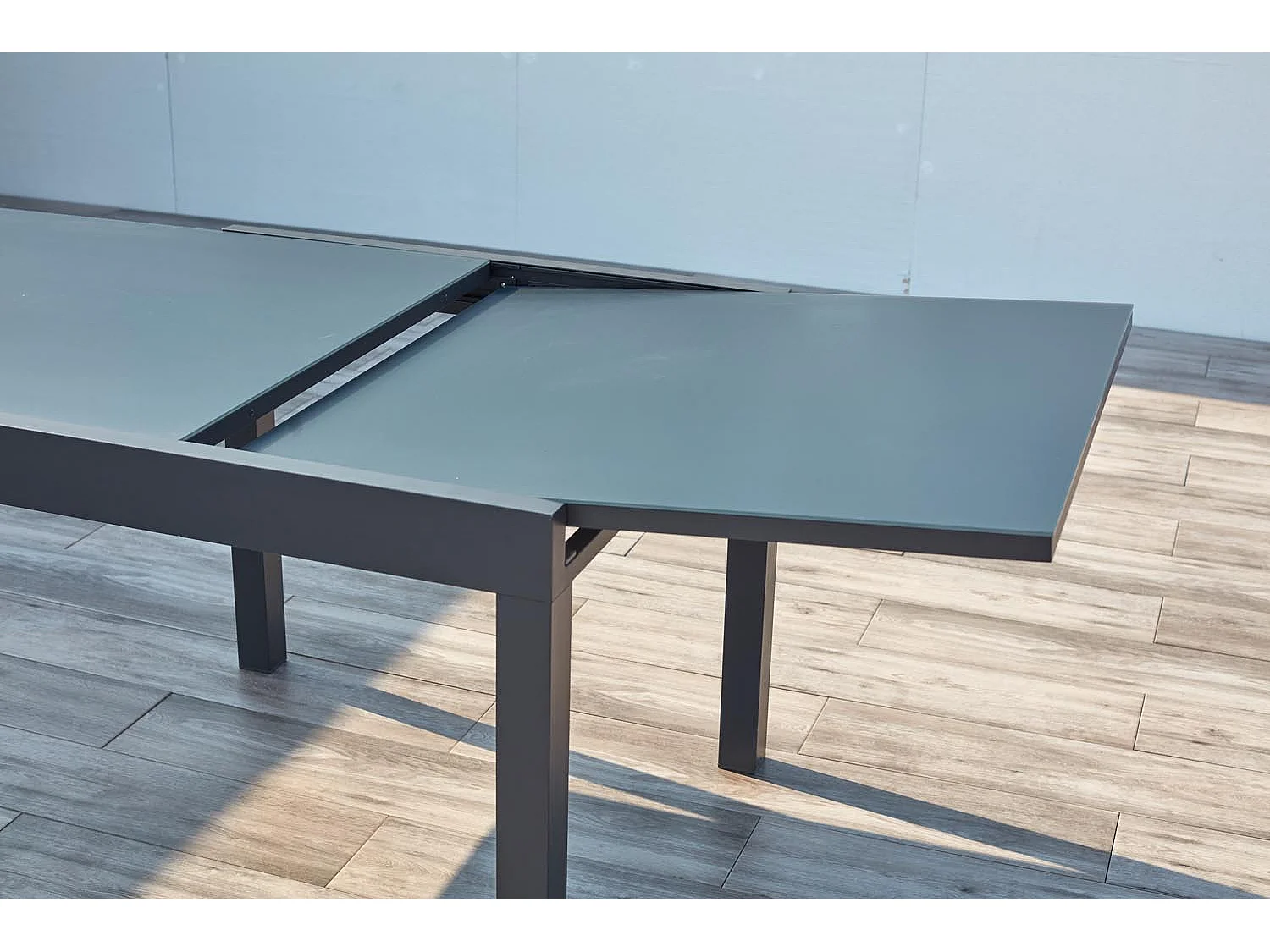 Erweiterbarer 8-Sitzer Gartenmöbelset in Dunkelgrau aus Aluminium CUALICA