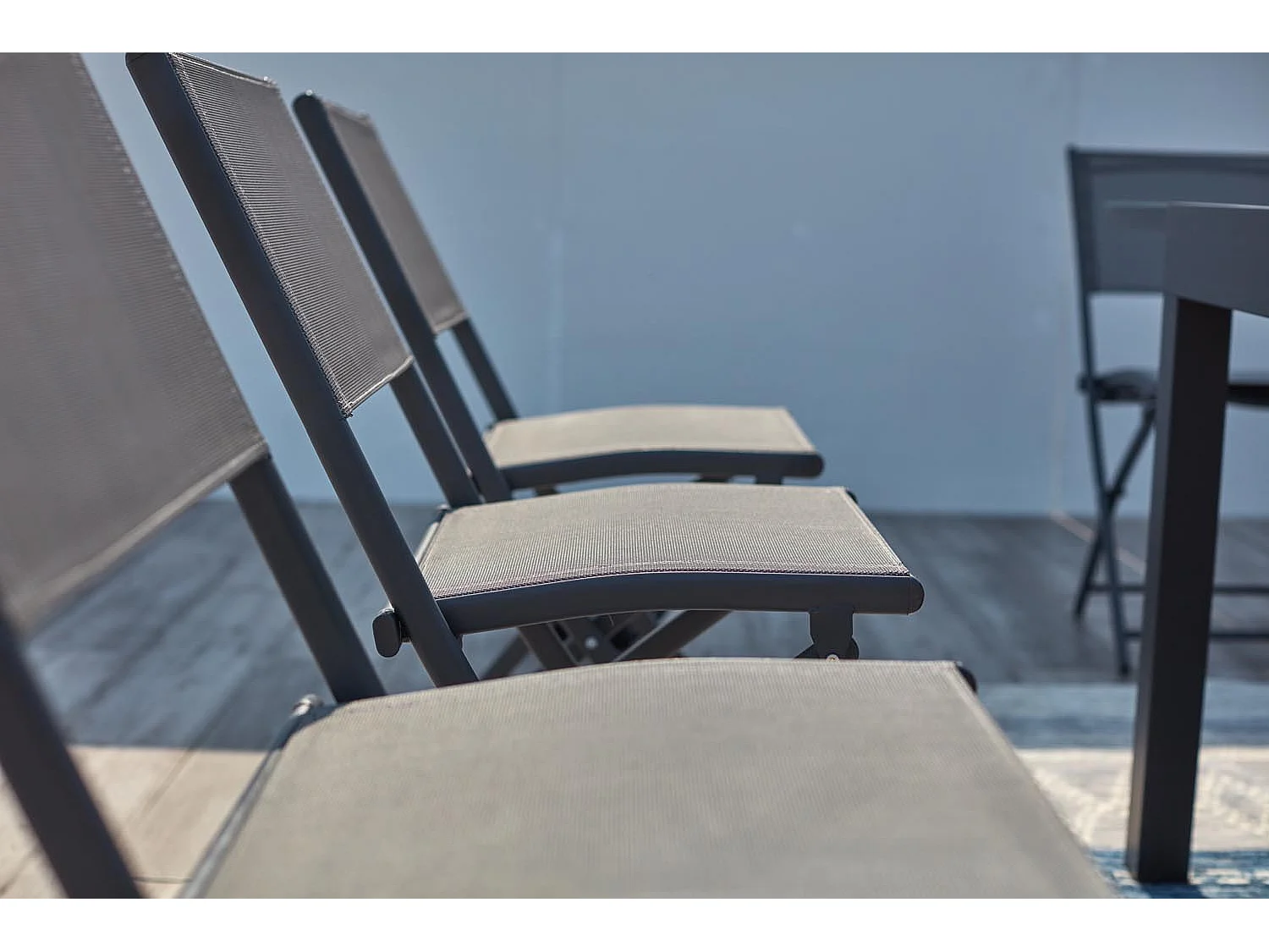 Salon de jardin 8 places en aluminium gris foncé CUALICA