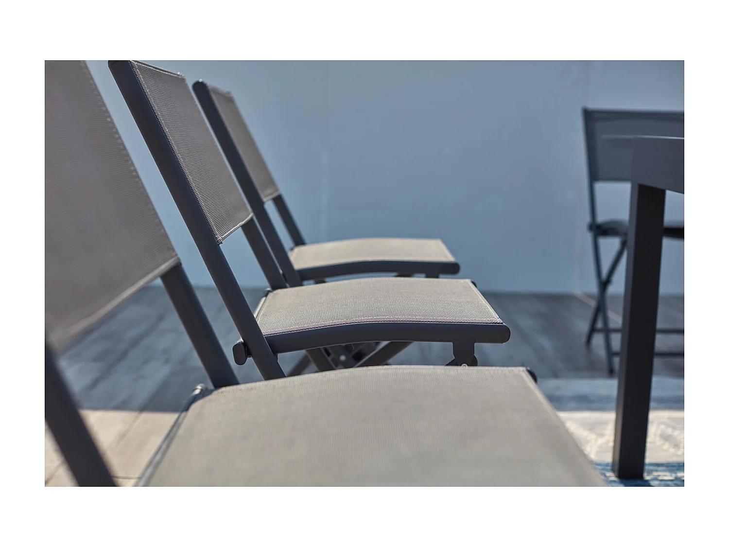 Salon de jardin 8 places en aluminium gris foncé CUALICA