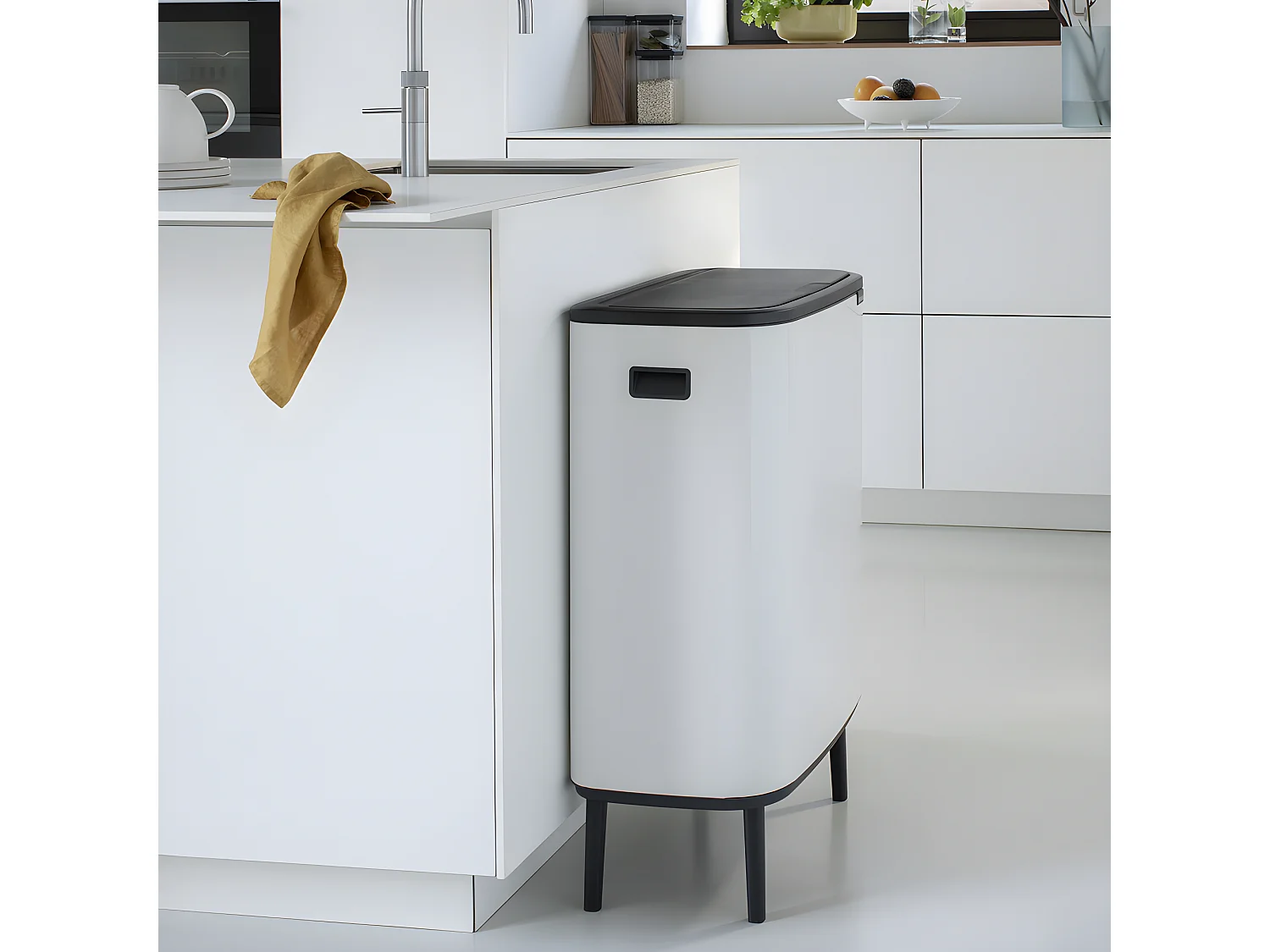 Touch Bin sur pied 2x30 l blanc Code O