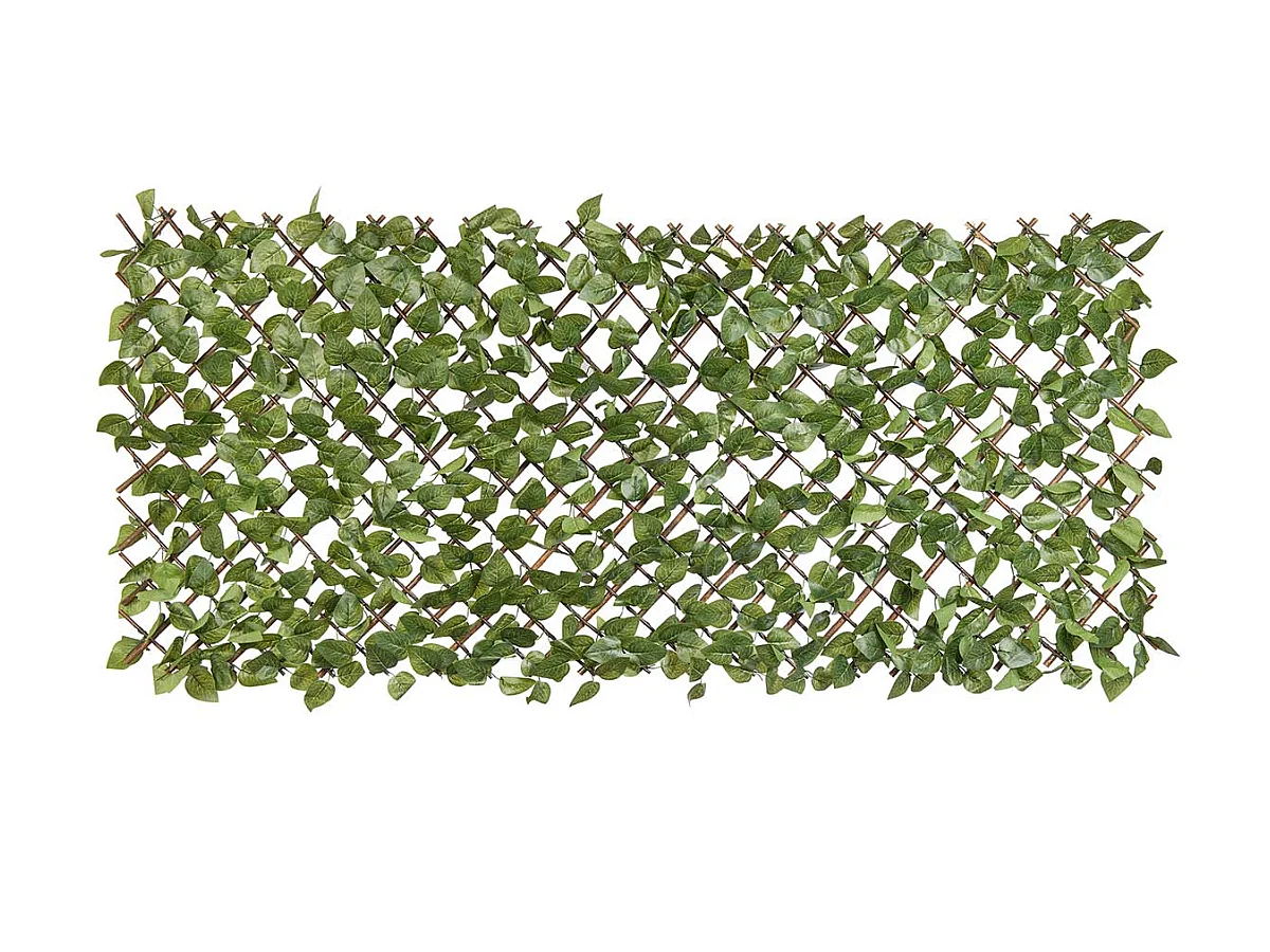 Treillis extensible en osier avec feuillage PE Laurier palme 180 x 90 cm - Nature
