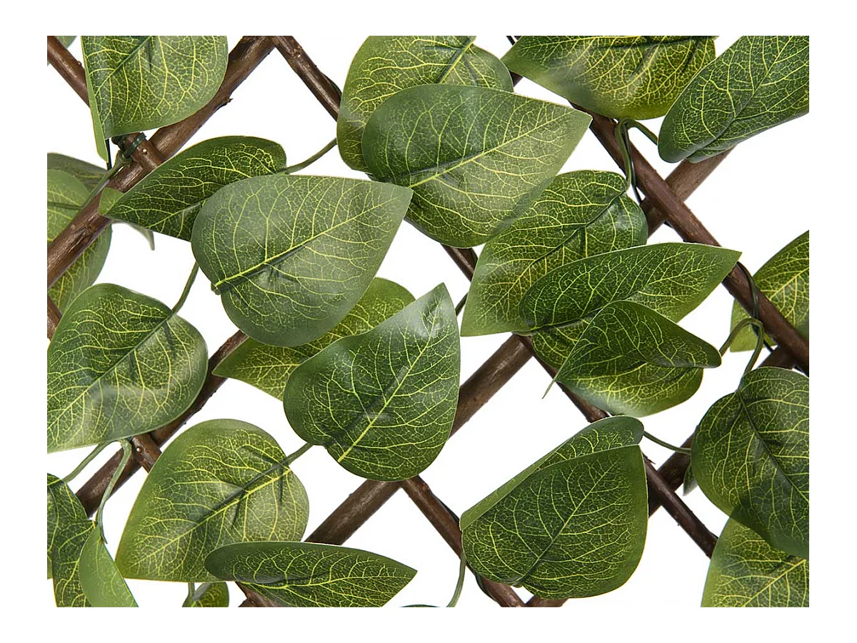 Treillis extensible en osier avec feuillage PE Laurier palme 180 x 90 cm - Nature