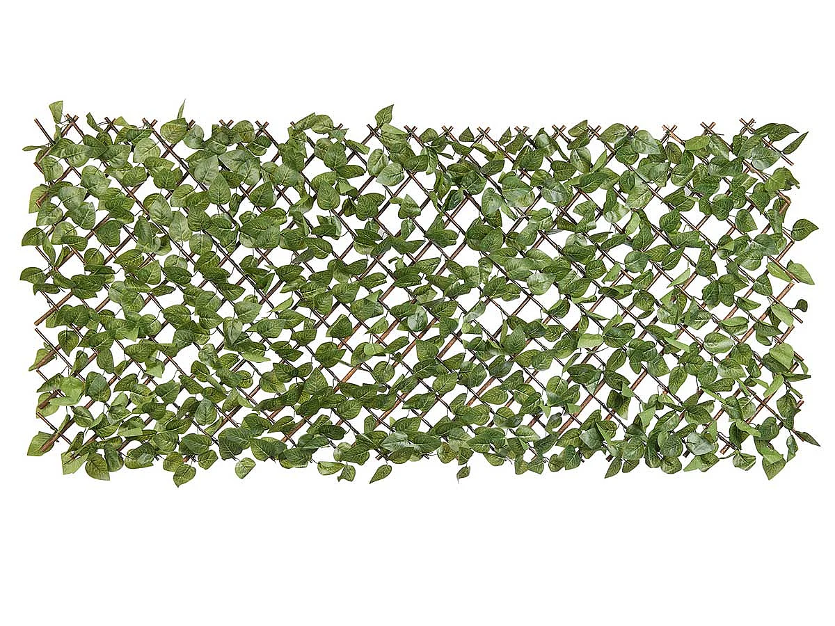 Treillis extensible en osier avec feuillage PE Laurier palme 180 x 90 cm - Nature