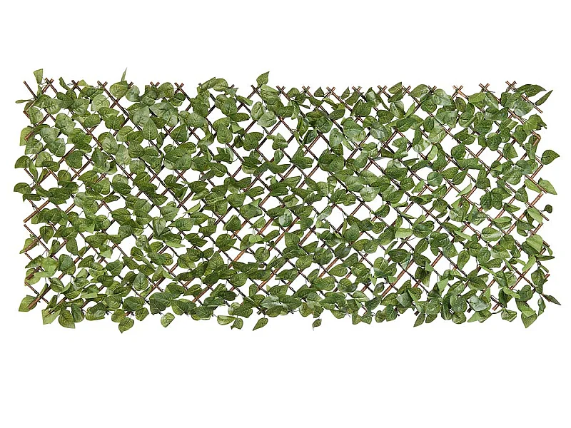 Treillis extensible en osier avec feuillage PE Laurier palme 180 x 90 cm - Nature
