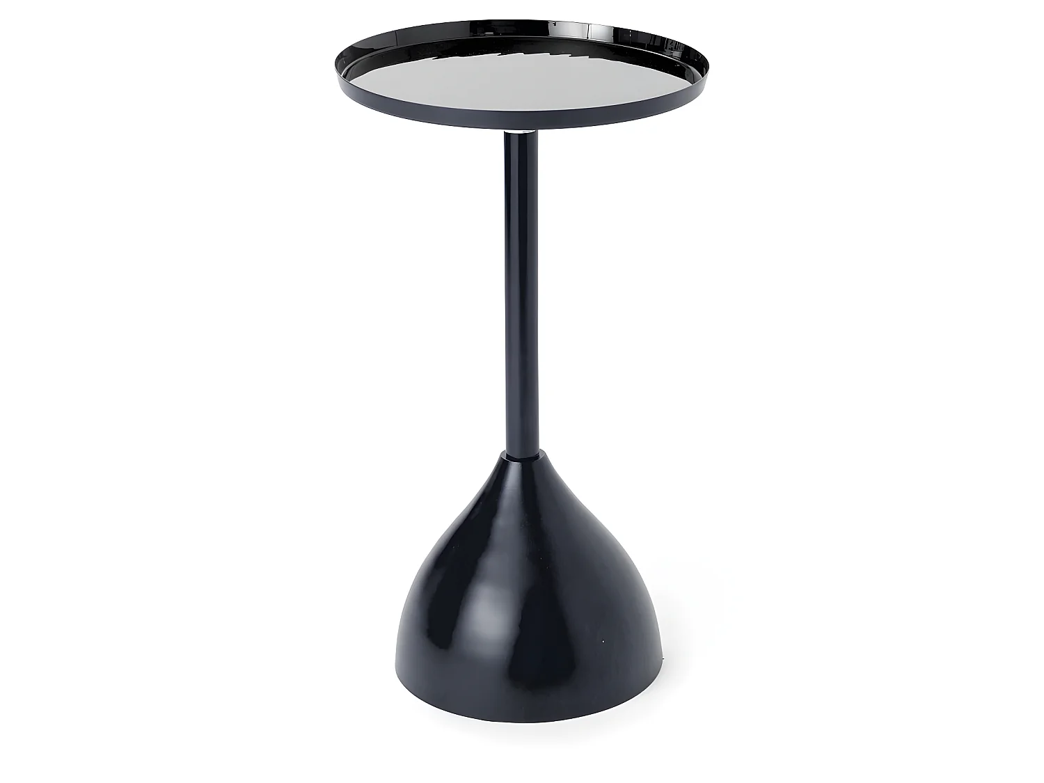Bout de canapé rond en métal noir