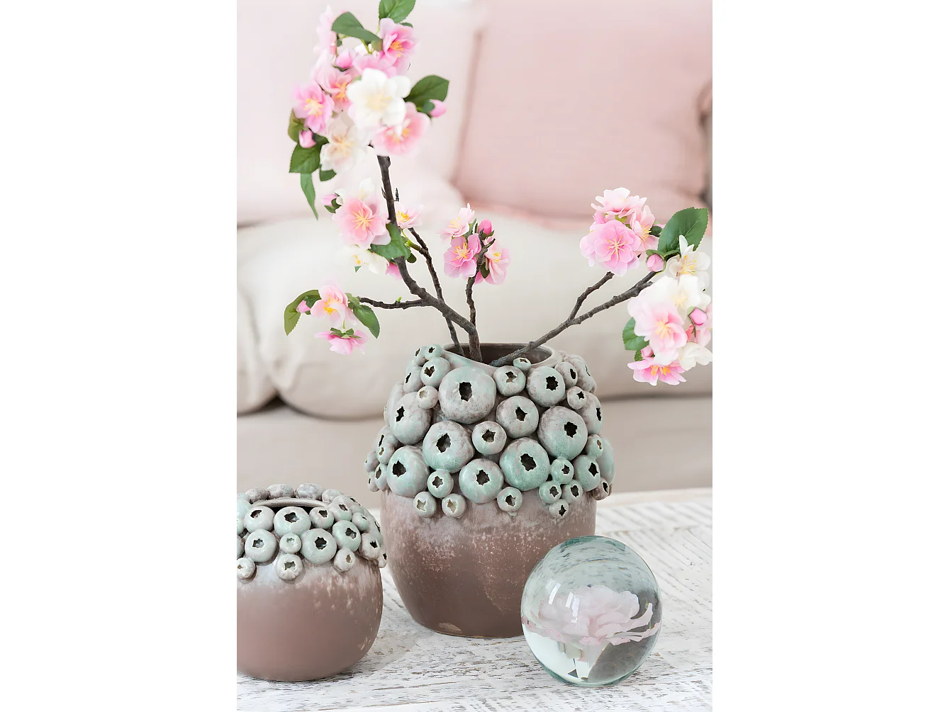 Presse-Papier en Verre "Fleur" 8cm Rose