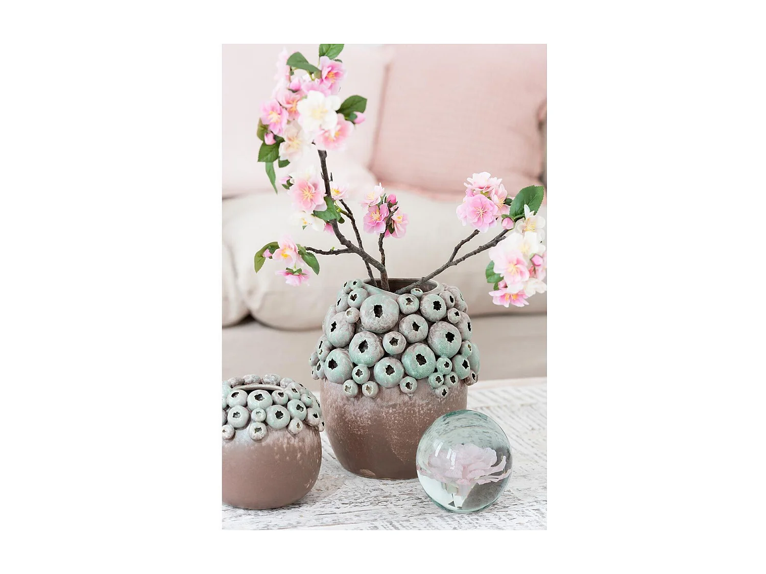 Presse-Papier en Verre "Fleur" 8cm Rose