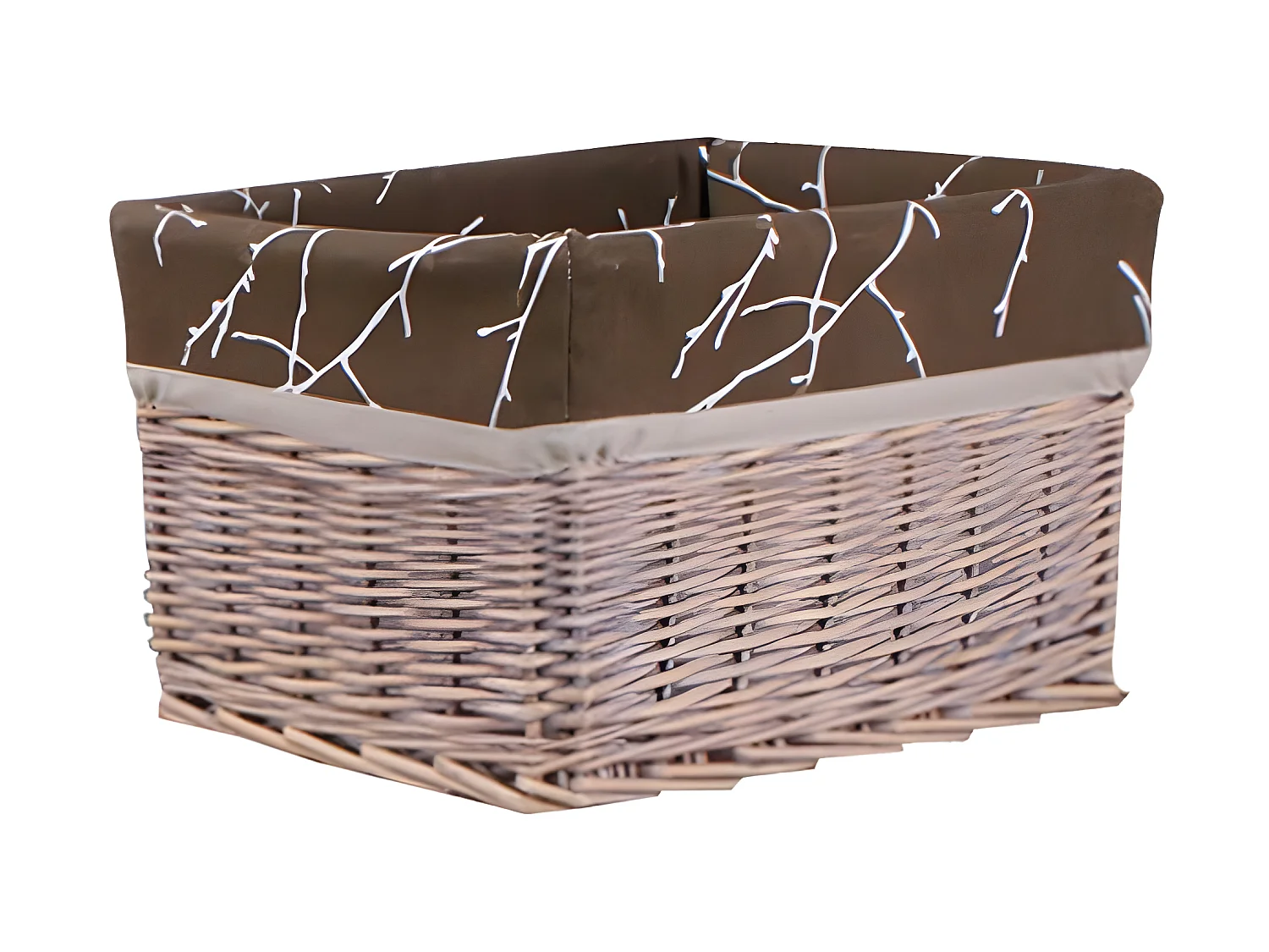 2 malles + 3 corbeilles en osier teinté (Lot de 5)