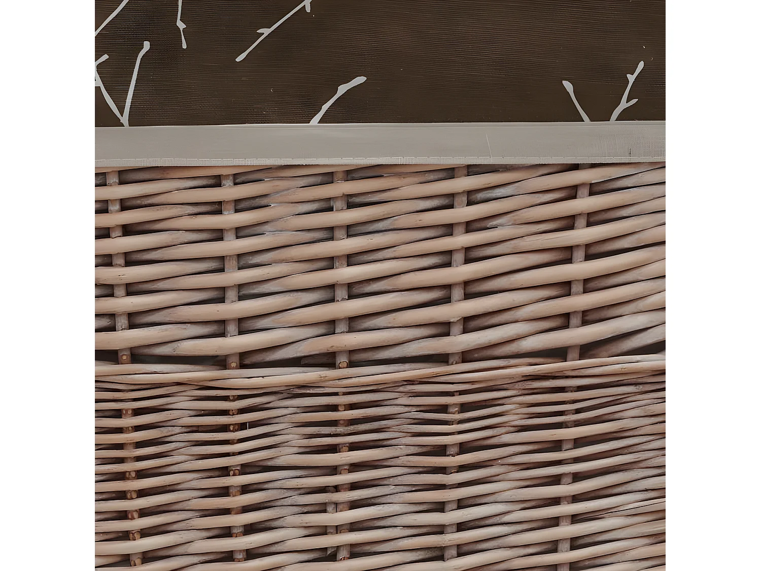 2 malles + 3 corbeilles en osier teinté (Lot de 5)