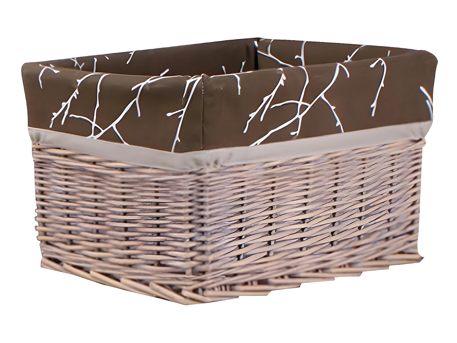 2 malles + 3 corbeilles en osier teinté (Lot de 5)