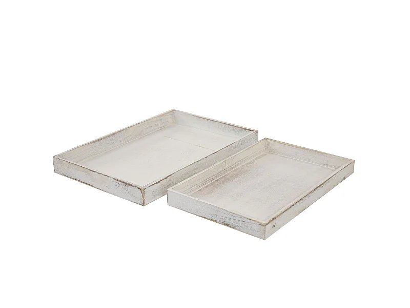Lot de 2 plateaux bois blanche 42 x 27 x 4 cm 04_0002972