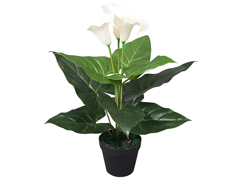 Plante artificielle avec pot blanche 8.5 x 12.5 x 45 cm DEC021924