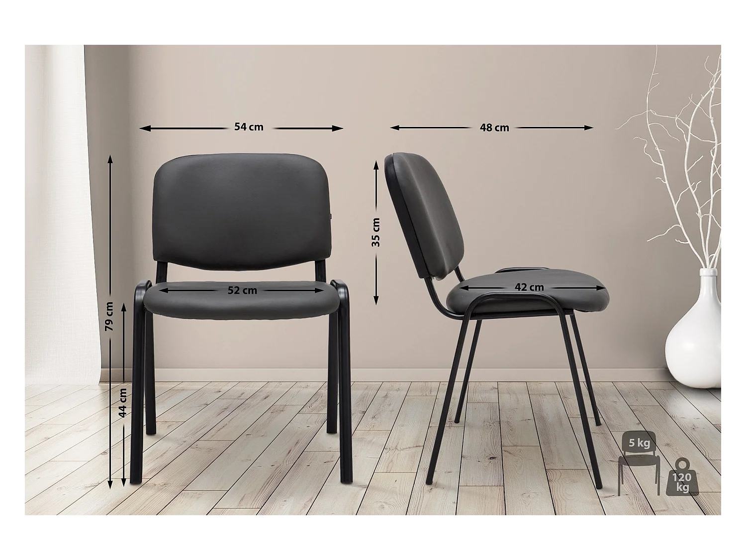 Chaise visiteur conférence design grise 53 x 53 x 83 cm BUR10069