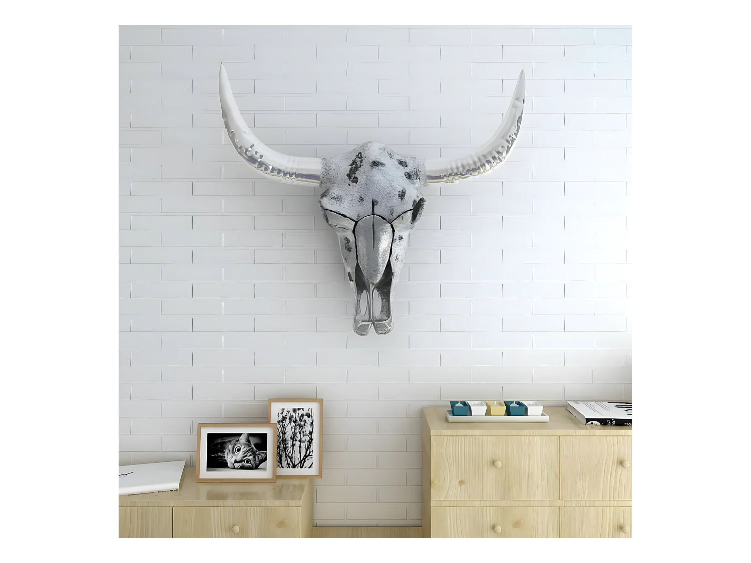 Décoration murale en forme aluminium argenté 58 x 23 x 54 cm DEC023041