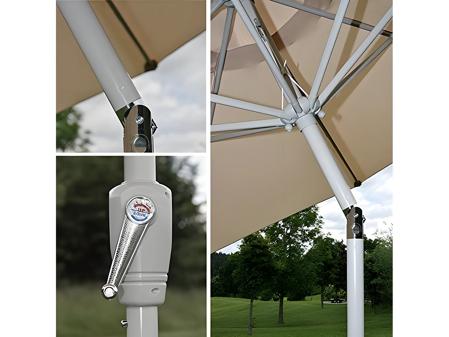 Parasol de jardin Ø aluminium crème 270 x 270 x 224 cm 04_0003876