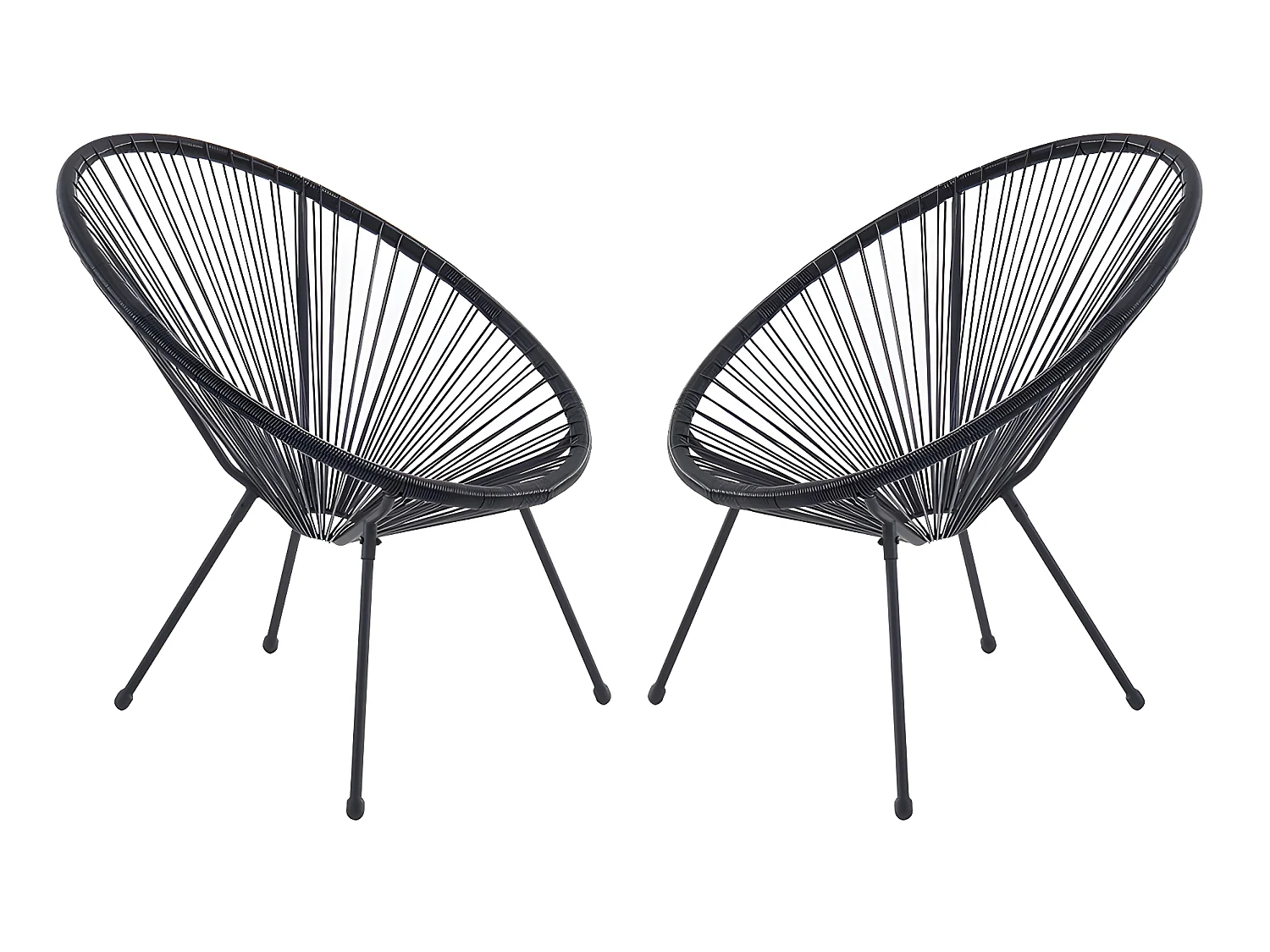 Lot de 2 fauteuils de jardin en fils de résine tressés - Noir - ALIOS III de MYLIA