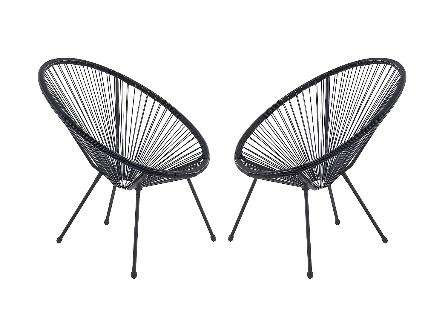 Lot de 2 fauteuils de jardin en fils de résine tressés - Noir - ALIOS III de MYLIA